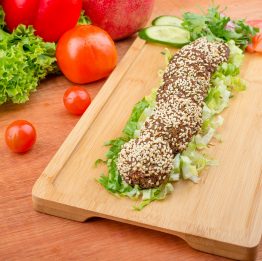 this image of kabab with sesame seeds.